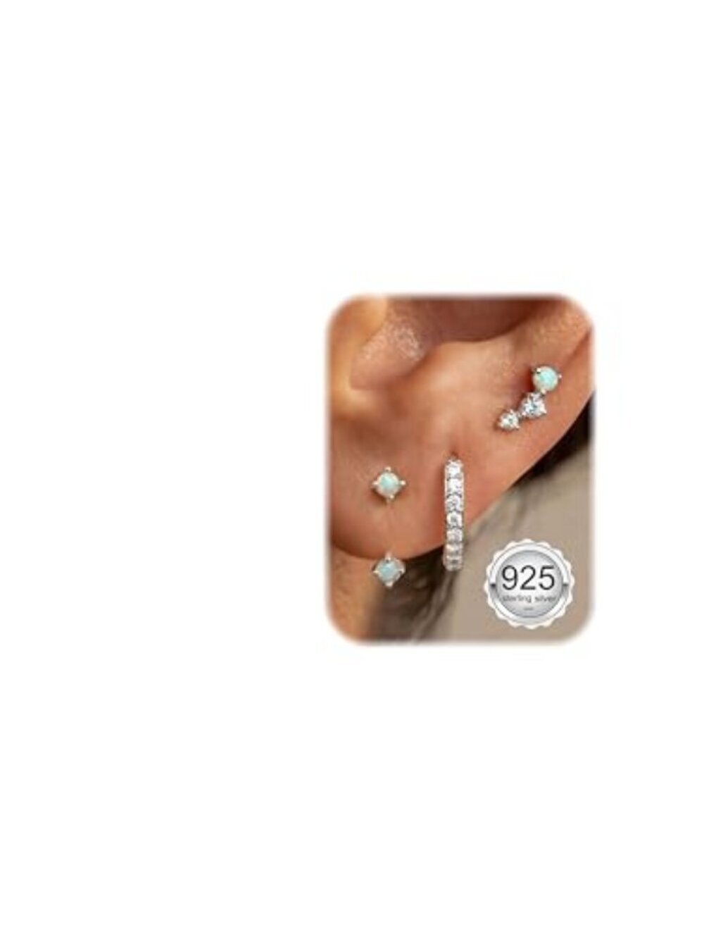 BRAND NEW 3 Pairs 925 Sterling Silver Hypoallergenic Earrings